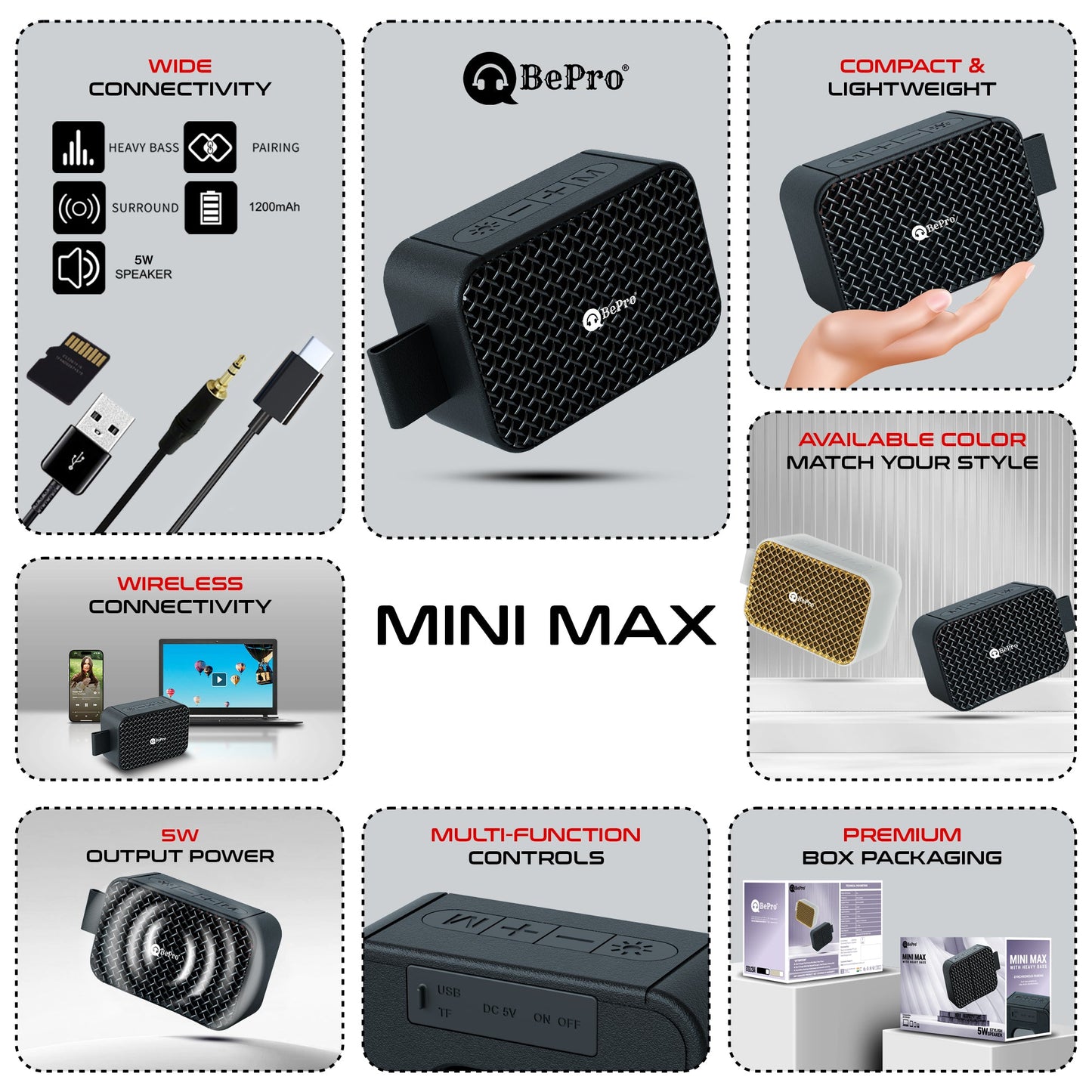 سماعة العنق اللاسلكية Bullet Pro ومكبر الصوت Mini Max