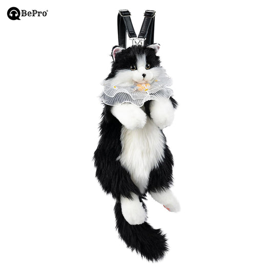 Fluffy Cat Bag - Black and White