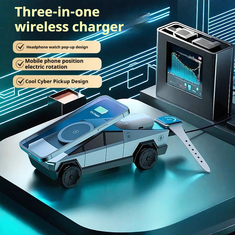 CyberDock Wireless Charging Station, 3-in-1 Rotating Wireless Charger