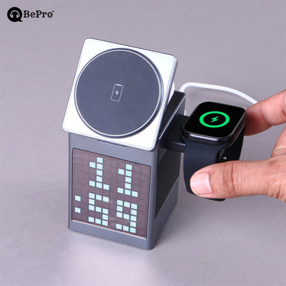 5-in-1 Wireless Charger, Speaker & Alarm Clock – 15W Fast Charging