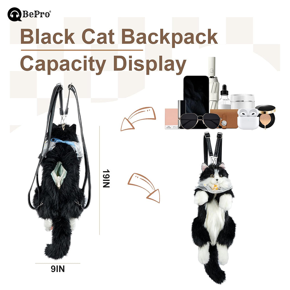 Fluffy Cat Bag - Black and White