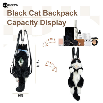 Fluffy Cat Bag - Black and White